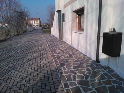 pavimentazione giardino con porfido